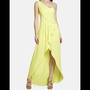 BCBGMaxAzria Yellow One Shoulder Maxi Dress